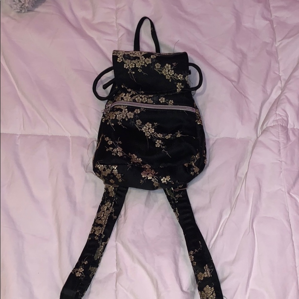 Chinese cherry blossom print backpack purse